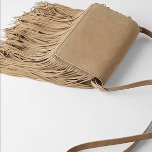 Zara Beige Crossbody Bag with Fringe